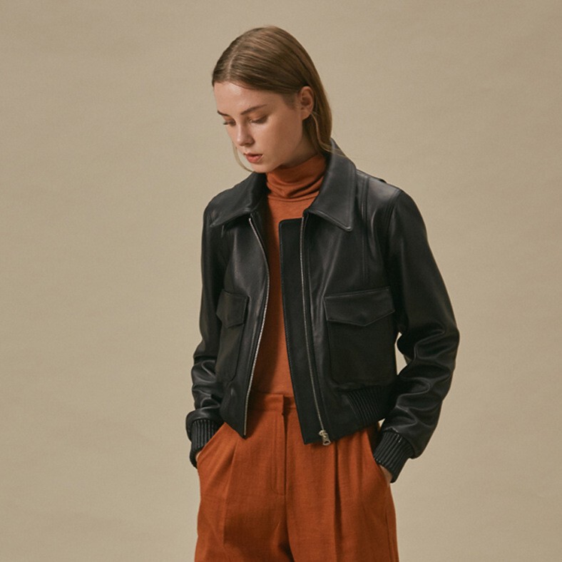 2026 Autumn/Winter Haining Women's Genuine Sheepskin Leather Jacket Short Slim Fit Baseball Style Leather Jacket Simple Casual Coat 2026 Autumn/Winter Haining Women's Genuine Sheepskin Leather Jacket Short Slim Fit Baseball Style Leather Jacket Simple Casual Coat