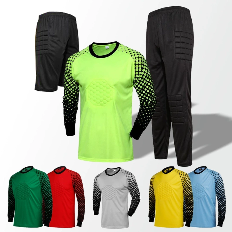 Football Goalkeeper Uniform Set for Adults and Children, Long-Sleeved Sponge Pads, Competition Training Goalkeeper Uniform, Cross-Border