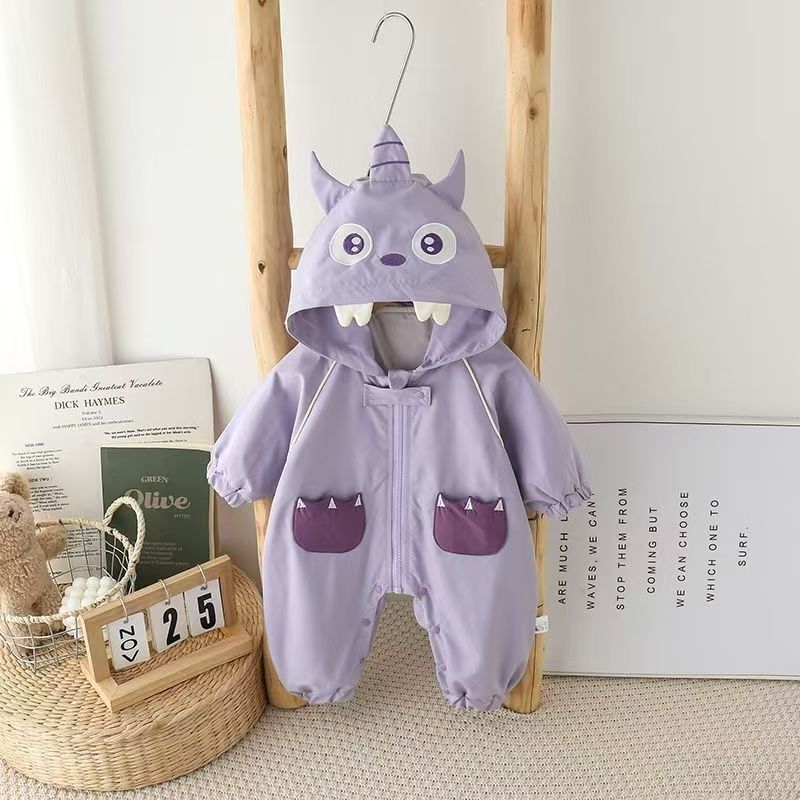 Infants and Toddlers, Boys and Girls, Spring and Autumn, Cute New Style, Super Adorable One-Piece Clothing, Outdoor Clothing, Softshell Jacket, Crawling Suit, Romper with Hood