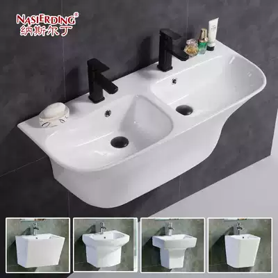 Balcony household large-capacity integrated hanging basin Wall-mounted basin wall-mounted washbasin Ceramic washbasin basin washbasin clever small