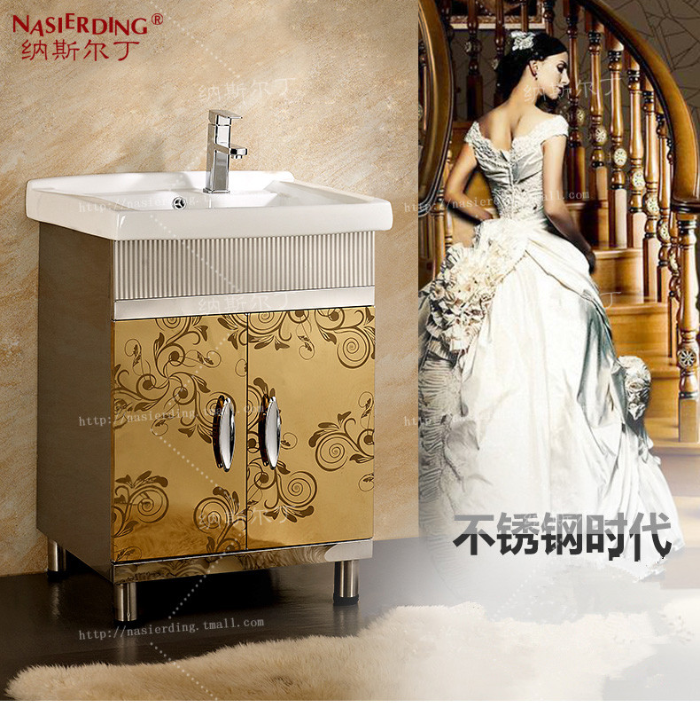 Stainless Steel Frame Laundry Basin Hand-washing Desk Cabinet With Balcony Rubbing Board Stainless Steel Cabinet Laundry Pool Ceramic Laundry Tank Sink Sink