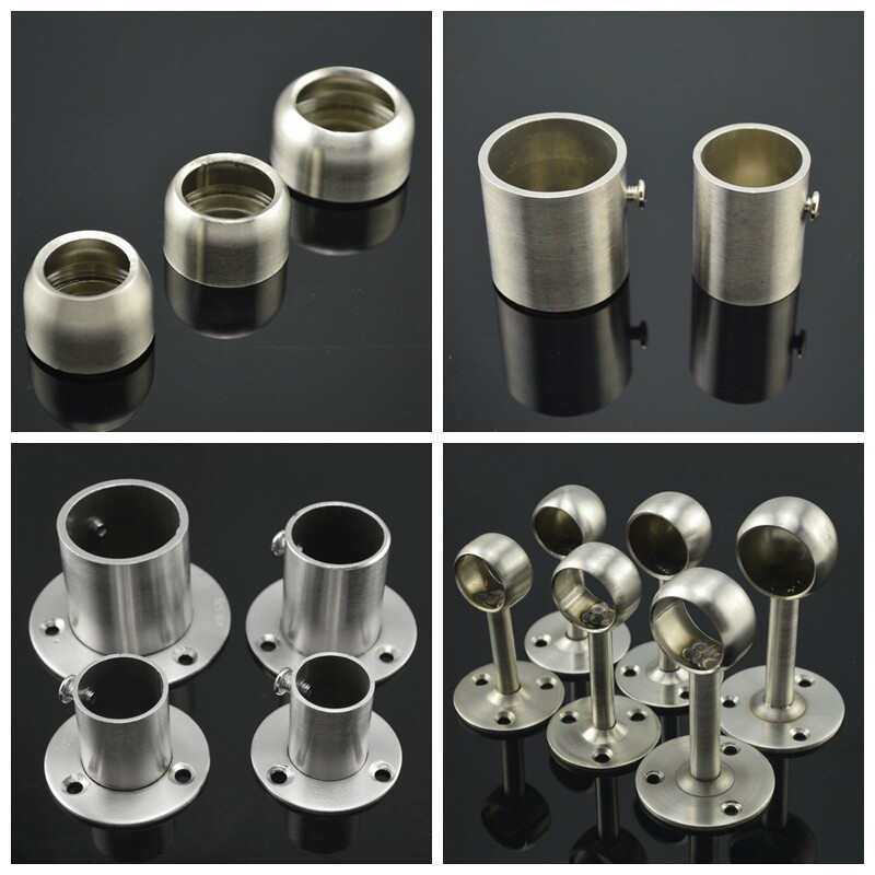 Add high foot stainless steel round pipe flange seat curtain hanging clothes hanger through pipe wardrobe trust round pipe seat 25mm