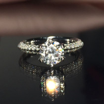 fuzhou university raw diamond female 0 8 karat diamond ring custom 80 fen six-claw please engaged married 18k gold ring