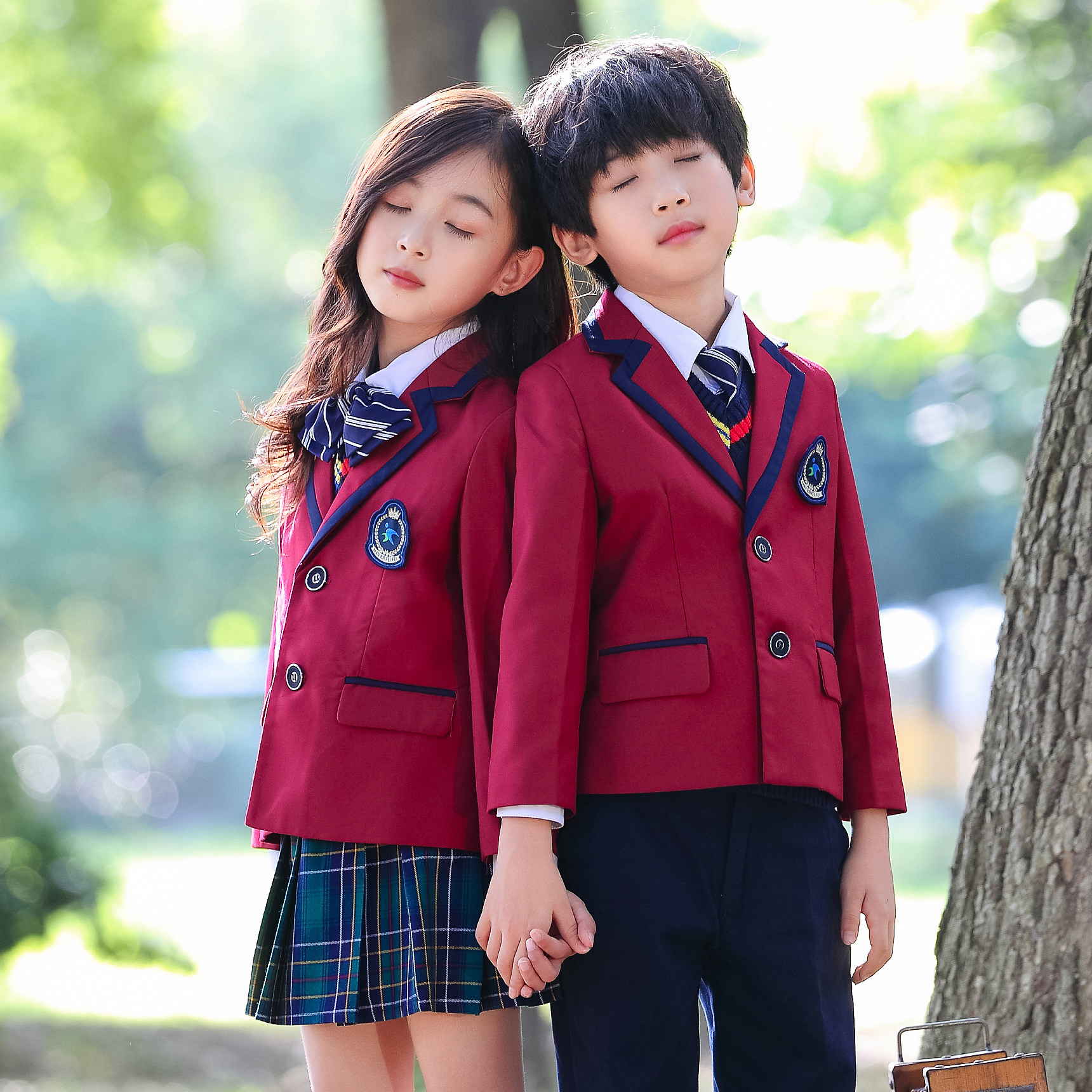 Student Suits School Uniform Spring Autumn Suit Yinglun Wind Kindergarten Garden Suit Male Girl Class Suit Small West Suit Red Dress