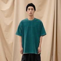 NGOARMY 21SS Simple printing crack batik washed short-sleeved T-shirt HEAVY weight 290G vintage loose couple