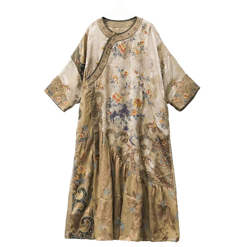 Original Embroidered Ethnic-Style Han-Style Improved Rayon Brocade Dress by Miyi High-Fashion Designer for Spring and Autumn