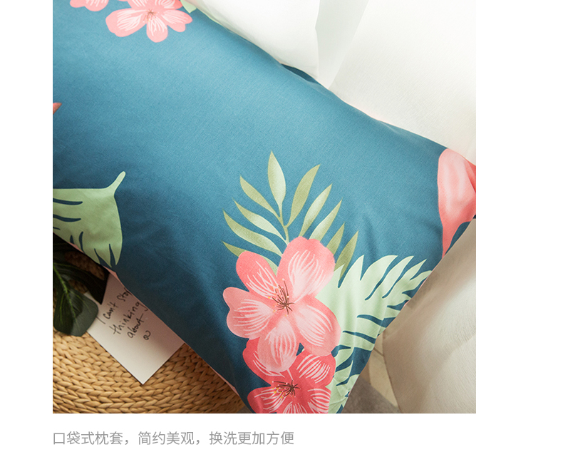 Ins cotton cotton giường bốn bộ đơn giản tấm người 4 ba bộ lưới màu đỏ phong cách Bắc Âu công chúa gió quilt chăn drap gối nệm