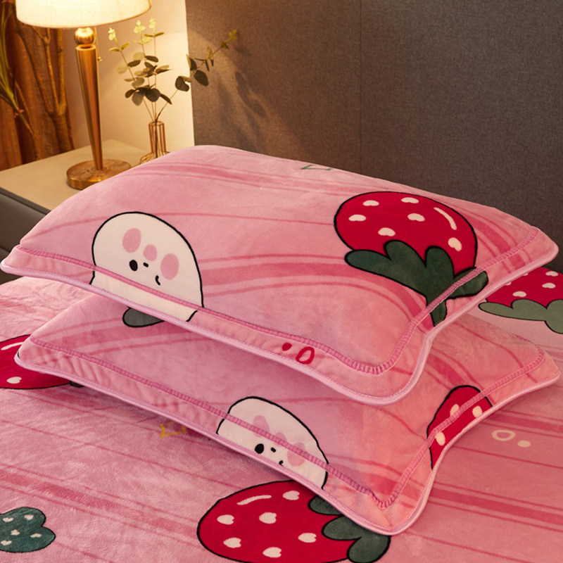 Flannel pillowcase pillow leather single pair winter thick coral fleece suede pillow core cover 48x74cm