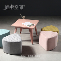 Lazy space living room sofa casual coffee table small stool changing shoes stool light luxury fabric dressing stool small bench
