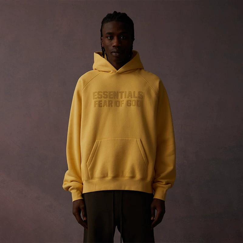 Аутентичный и готовый Fear Of God Essentials 23SS клубные тисненые offset буквы толстая хлопковая футболка плюс бархатное худи