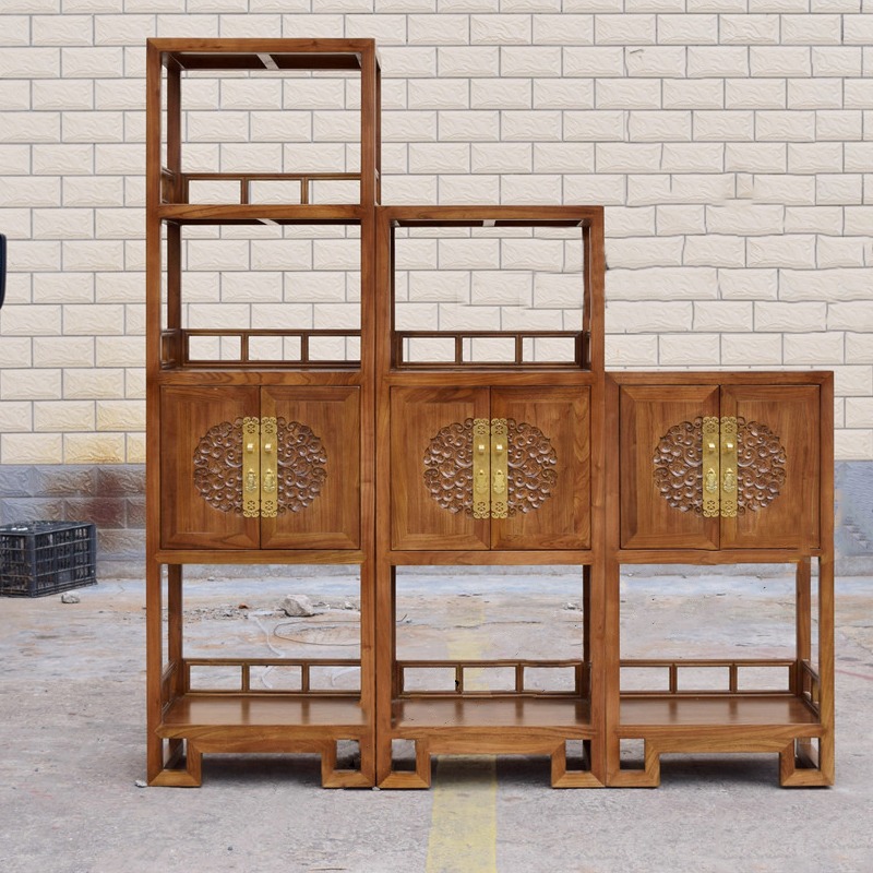 Old elm bookshelf stair cabinet furniture solid wood furniture Chinese style step high cabinet Ming and Qing antique furniture