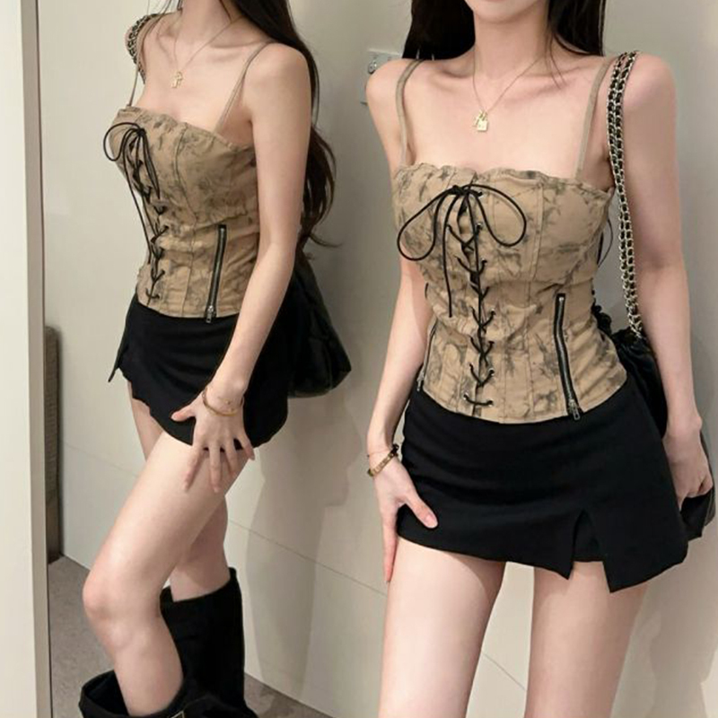 2026 Hot Girl Style Outfit, a Complete Summer Set for Women, Including a Strapless Tube Top with Tie-Up Straps, a Slit Skirt, and a Two-Piece Set