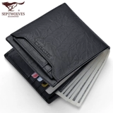 Septwolves, короткий бумажник, вместительный и большой кожаный кошелек, из натуральной кожи