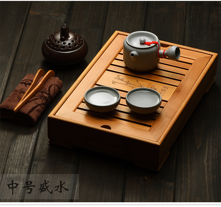 Khay trà lớn Kung Fu bộ bàn trà tre khay nước bàn trà bàn trà nhỏ bàn trà nhà tre đơn giản - Trà sứ bộ ấm trà cối xay