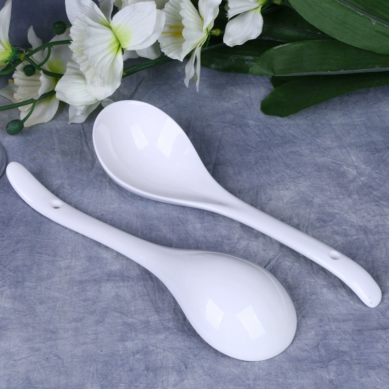Ưu đãi đặc biệt 2 thìa 9 chín Jingdezhen gốm dài tay cầm thìa muỗng thìa gia dụng lò vi sóng - Đồ ăn tối bộ chén dĩa cao cấp