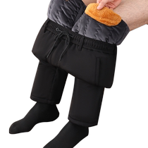 Dads winter cotton trousers for middle-aged and elderly people plus velvet trousers mens Northeast thickened knee pads waist pads warm pants