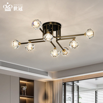 World Crown Full Copper Crystal Lamp Living Room Light Master Bedroom Lamp Suction Dome Light Lavish Rear Modern Minima Nordic Room Lamps