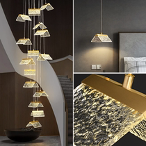 Post-crown postmodern minimalist light extravagant staircase main pendant light personality creative bed head lamp full copper Nordic penthouse lamps