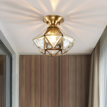 Crown Bedroom lamp All copper ceiling lamp American round and modern warm romantic aisle lamp sun lamp