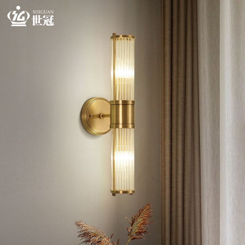 World Crown Original Full Copper Wall Lamp Bedrooms Simple Bed head Living room Aisle TV Background Wall Creative Wall Lamp