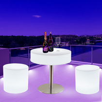 Promotional rechargeable Luminous leisure table and chair Round bar stool Outdoor sofa chair Coffee table Loose table Waterproof coffee table
