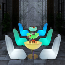 LED luminous high-legged tables and chairs Outdoor leisure coffee tables and stools Color-changing bar Entertainment net red chairs Round coffee tables