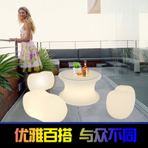 Waterproof LED light outdoor stool table and chair Round coffee table table Hotel furniture Sofa loose table Leisure bar