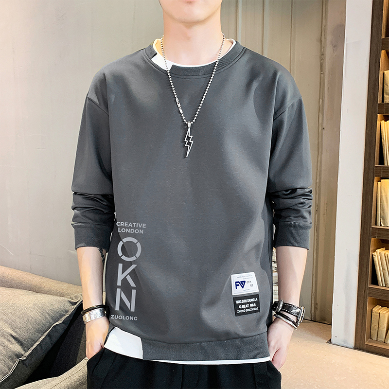 Long sleeve T-shirt men's spring fall with a hitch bottom-shirt loose and compassionate autumn and winter money for boys' clothing round collar clothes-Taobao