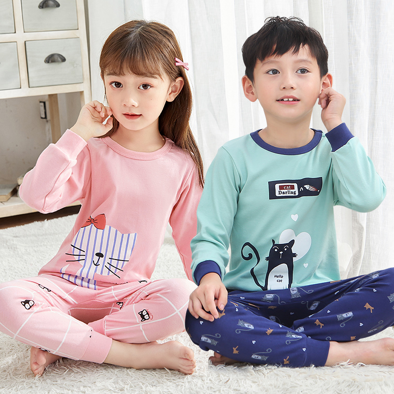Children's cotton underwear set Men's and women's autumn clothes sanitary pants Baby air conditioning clothes Thin long-sleeved children's warm pajamas