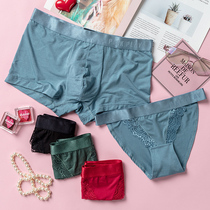 Hong Kong counter soft modal cotton mens and womens underwear lace side hot sexy couple underwear set
