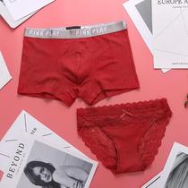 Hong Kong counter couple underwear cotton sexy men and women creative wedding red underwear this year sex lace set