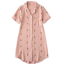 Japanese cotton gauze short sleeve nightgown women Spring Summer thin style Japanese shirt dress summer cartoon pajamas home clothes
