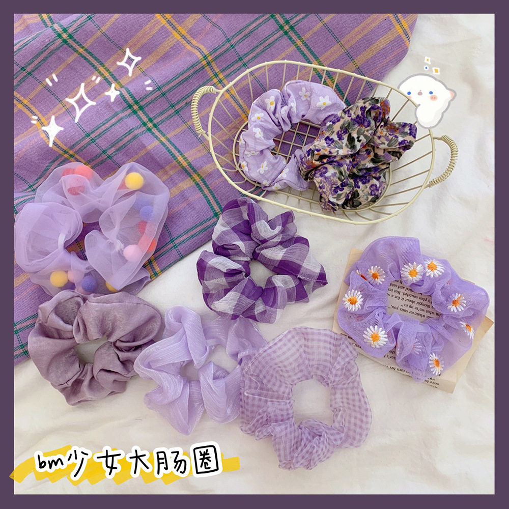 South Korea's small Qing new teen girl's heart large intestine hair ring branddy hair ring sweet potato purple large intestine ring multi-flesh grape purple hair ring