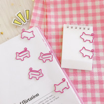 Cartoon cute creative pig paper clip roll tail pig bookmark paper clip Office school supplies soft adorable