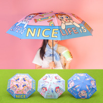 bentoy new Bang Bang umbrella dual-use cute cartoon vinyl shade anti-UV zero permeability folding small black umbrella