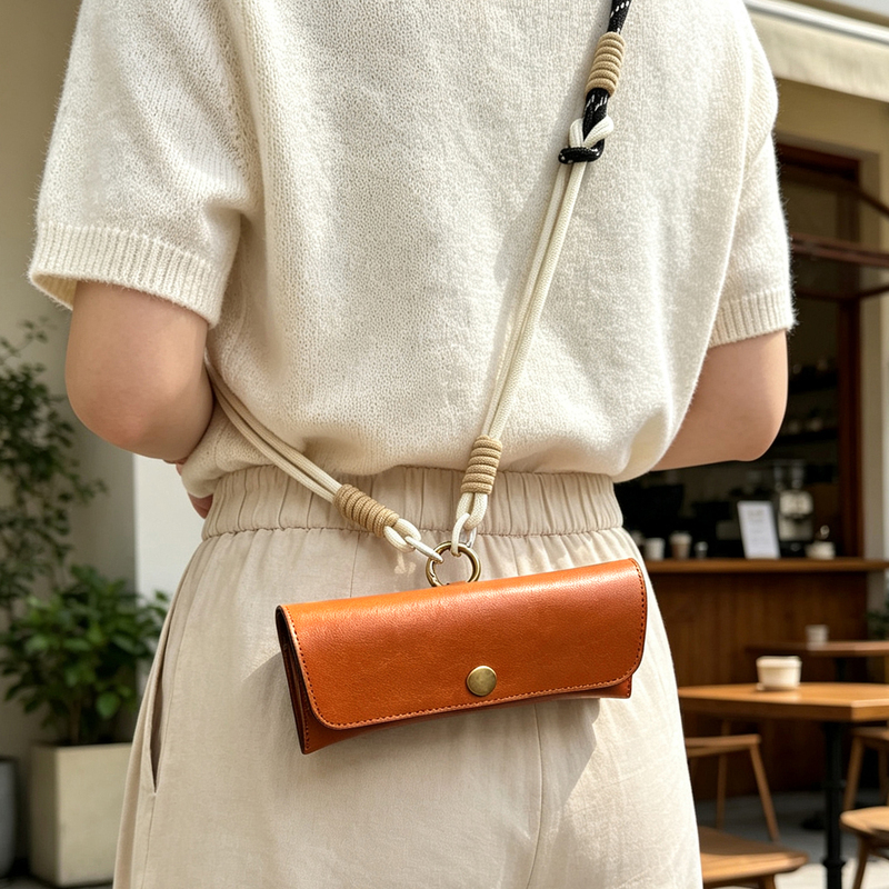 Handmade Vintage Vegetable-Tanned Leather Crossbody Glasses Bag, Artistic Style Portable Genuine Leather Sunglasses Case, Hand-Held and Neck-Hanging Glasses Case Handmade Vintage Vegetable-Tanned Leather Crossbody Glasses Bag, Artistic Style Portable Genuine Leather Sunglasses Case, Hand-Held and Neck-Hanging Glasses Case