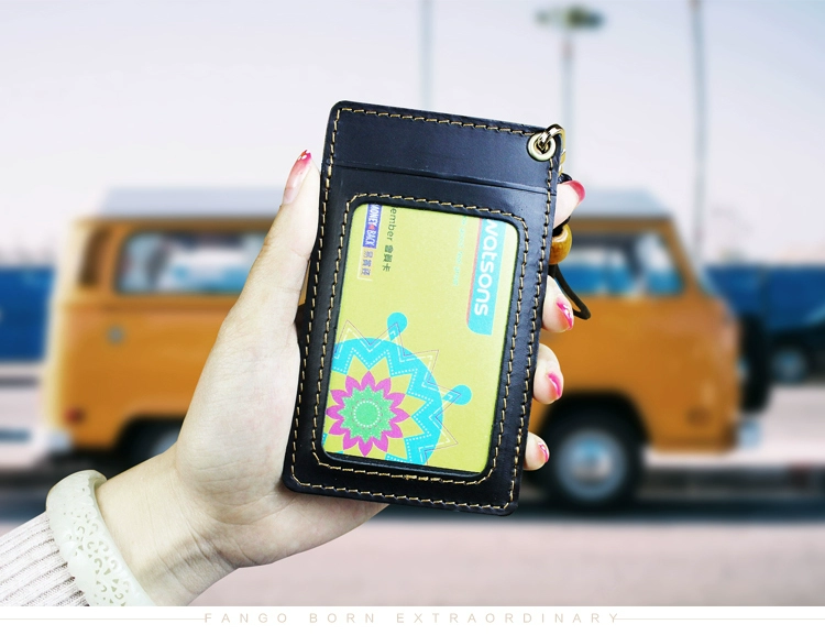 Thẻ da handmade Thẻ da thẻ thẻ xe buýt thẻ gạo treo cổ dây retro tài liệu đặt thẻ phù hiệu thẻ làm việc thủy triều dây đeo thẻ cao cấp