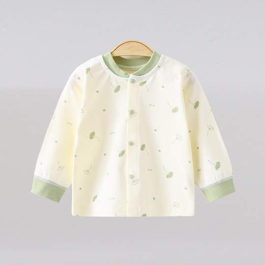 0-2岁宝宝秋衣春秋装纯棉无骨婴儿上衣单件对扣睡衣新生儿打底衫