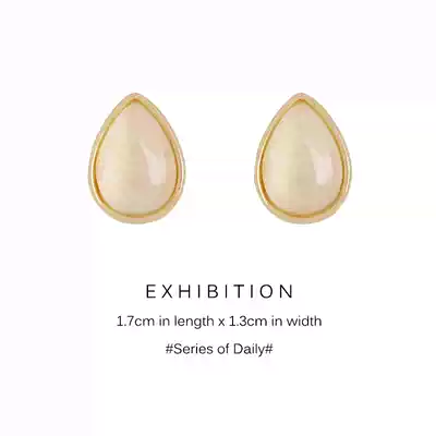 ExhibitioN advanced sense jade water drops simple Net red ear needle retro harbor style earrings earrings without ear clip