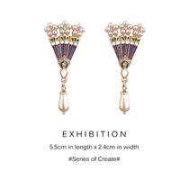 Pearl retro earrings female fan temperament Chinese style earrings advanced sense with cheongsam Hanfu earrings Republic style
