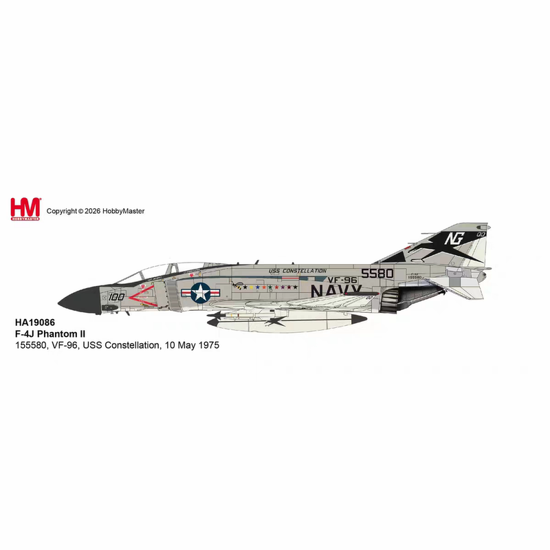 Hm Collector Ha19086 1/72 F-4J Phantom Ii Fighter Aircraft Model of the 96Th Fighter Squadron of the United States