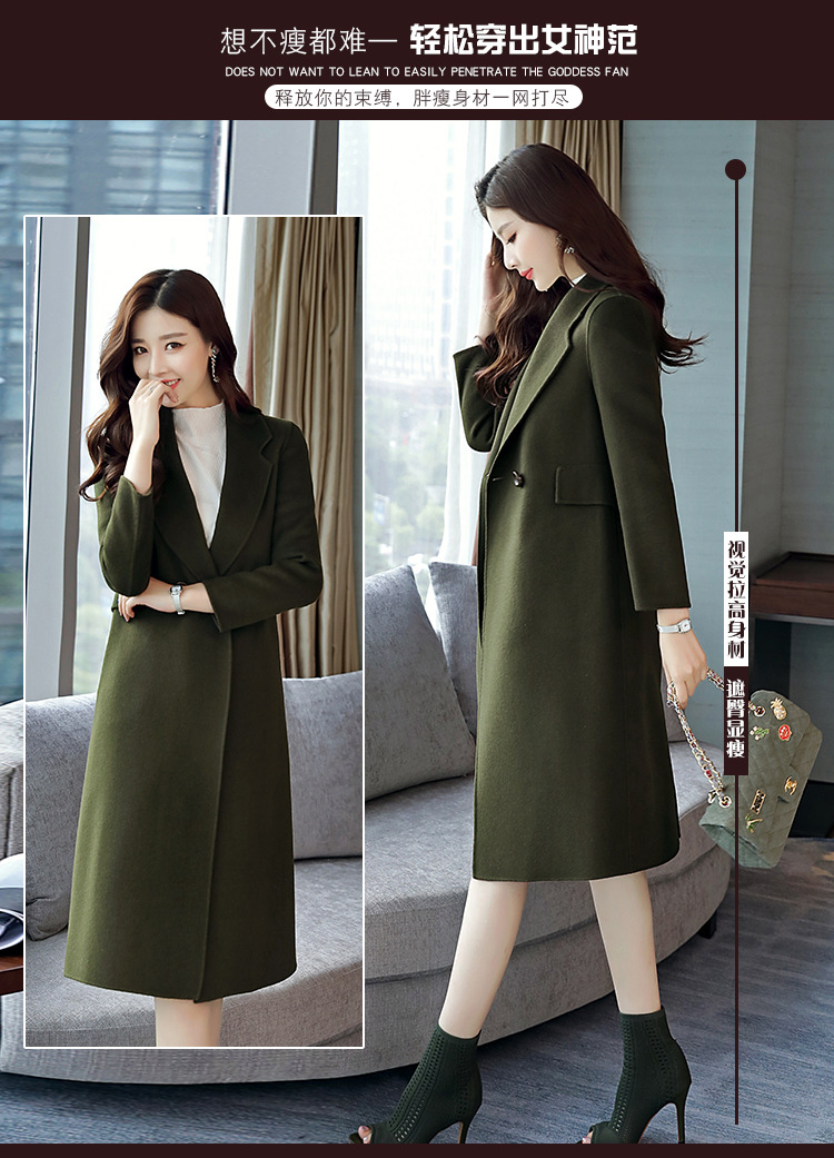 Phụ nữ cao cấp 2018 mùa thu mới trung niên hai mặt 100% áo len cashmere áo khoác len áo dạ nữ đẹp 2021