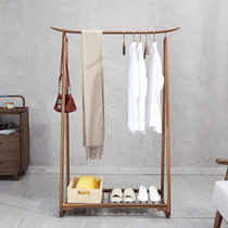 Solid wood hanger Black walnut floor hanger Bedroom simple coat rack Household room hanging clothes hanger