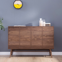 Zopilin black walnut sideboard Kitchen microwave cabinet sideboard Solid wood locker Nordic tea cabinet