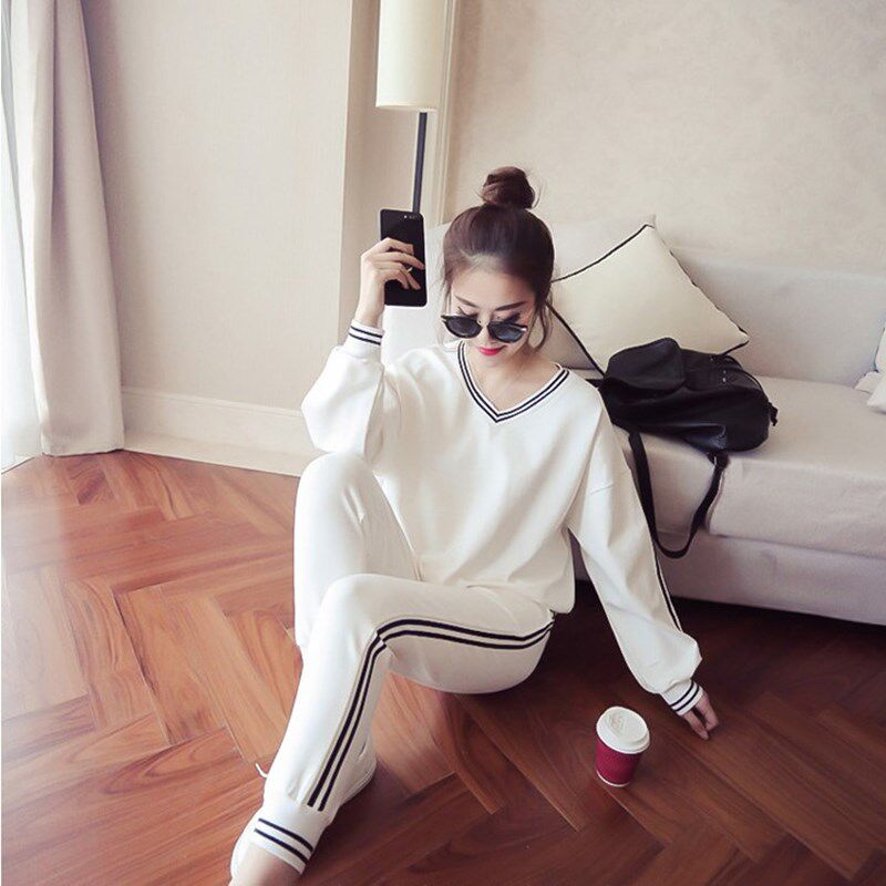 Tide Cards 2021 Fall New Casual Sports Suit Women Han Edition Students Loose Fashion Slim Fashion Cut two sets