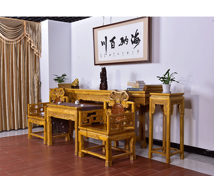 Nội thất gỗ gụ cổ điển gỗ nội thất phòng khách gỗ Ganoderma lucidum trường hợp gỗ gụ cho bàn hoa đứng không khí kết hợp Zhongtang - Bàn / Bàn mẫu bàn thờ gỗ đẹp