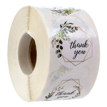 2-inch 5cm green floral thank you sticker product packaging cute feng kou tie holiday gift tags
