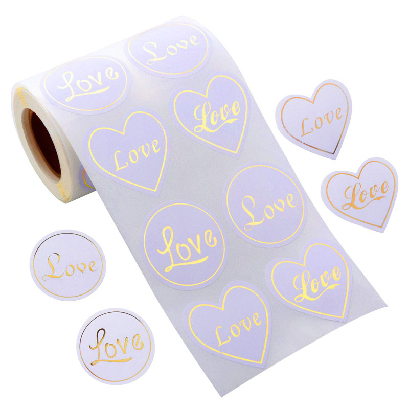4 Patterns Round Bronzing Stickers Gold Stickers Envelope Sealing Labels Valentine's Day Gift Decoration