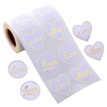 4 kinds of pattern round bronzing sticker gold sticker envelope seal label Valentines Day gift decoration