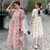 Pregnancy Maternity Bottling Spicy Mother 2022 Summer Style Small Fresh Summer High-end Ocean Qi Gestation of late Liandress Summer Fashion